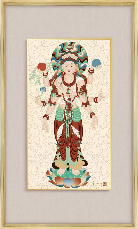 敦煌主题艺术藏品受市场认可,常沙娜金丝琅彩画《八臂十一面观音》保利春拍溢价成交(图3) 敦煌主题艺术藏品受市场认可,常沙娜金丝琅彩画《八臂十一面观音》保利春拍溢价成交(图3)